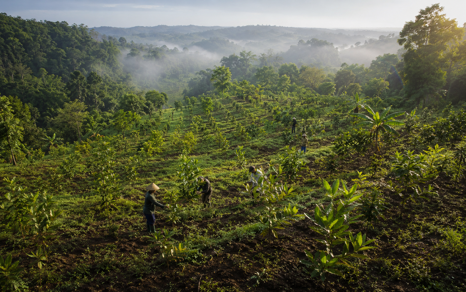 Tropical agroforestry landscape in Indonesia